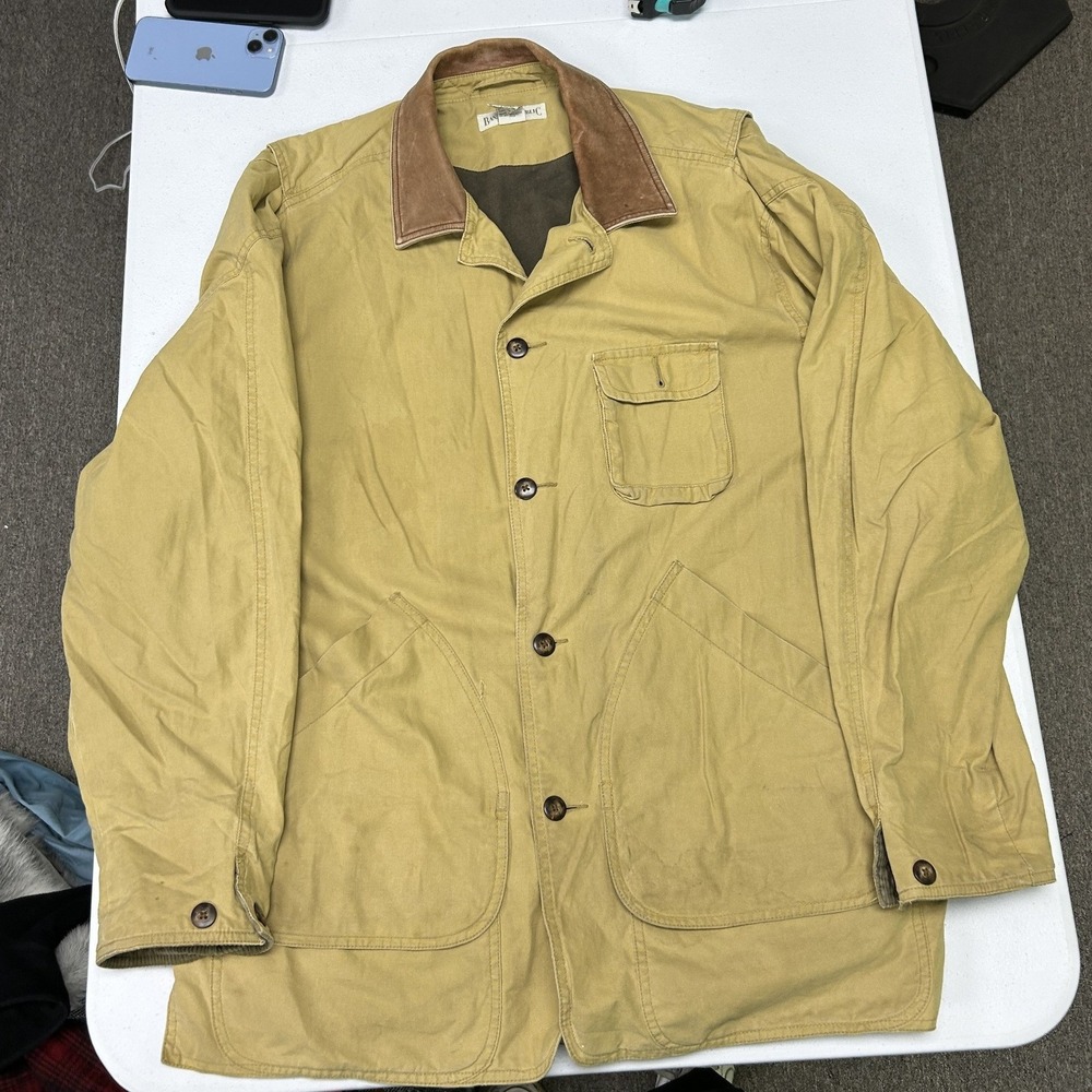 Banana Republic Chore Coat Mens M Tan Canvas Corduroy Collar Barn Jacket